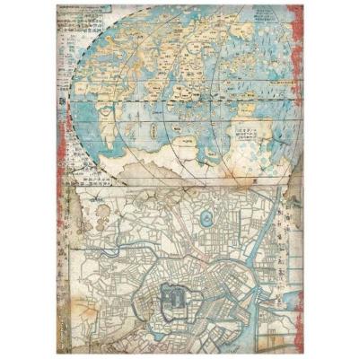 Stamperia Sir Vagabond In Japan Rice Paper - Map