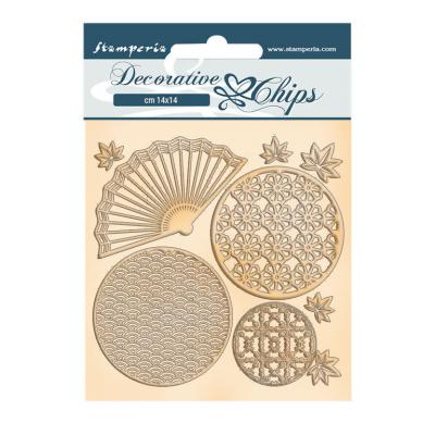 Stamperia Sir Vagabond In Japan Decorative Chips - Fan And Circles