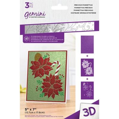 Gemini 3D Embossing Folder & Stencil - Precious Poinsettias