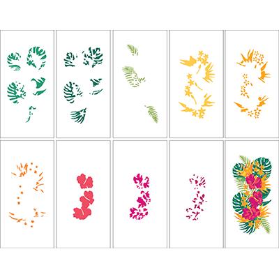 LDRS Creative Stencils - Slim Line Layering Tropical Floral