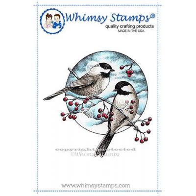 Whimsy Stamps Rubber Cling Stamp - Chickadee And Berries
