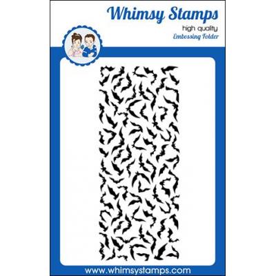 Whimsy Stamps Slimline Embossing Folder - Bats Galore