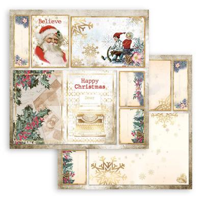 Stamperia Romantic Christmas Designpapier - Cards Santa Claus