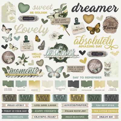 Simple Stories Vintage Weathered Garden Sticker - Cardstock Stickers Combo