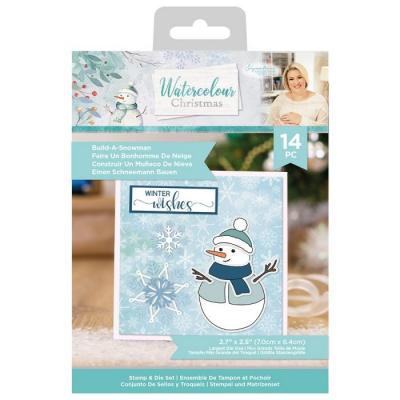 Crafter's Companion Watercolour Christmas Clear Stamp and Dies - Build-A-Snowman