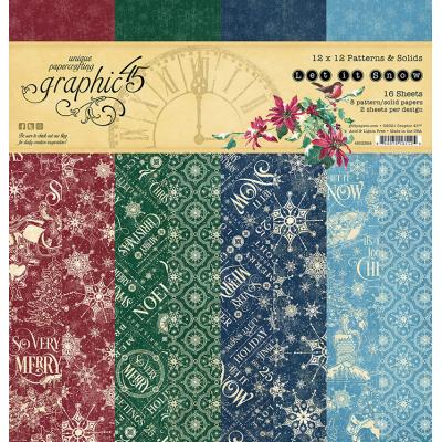 Graphic 45 Let It Snow Designpapier - Patterns & Solids Paper Pad