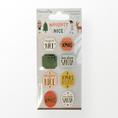 Dovecraft Naughty Or Nice Die Cuts - Sentiment Toppers