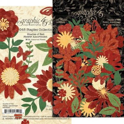 Graphic 45 Die Cuts - Flower Assortment Shades Of Red