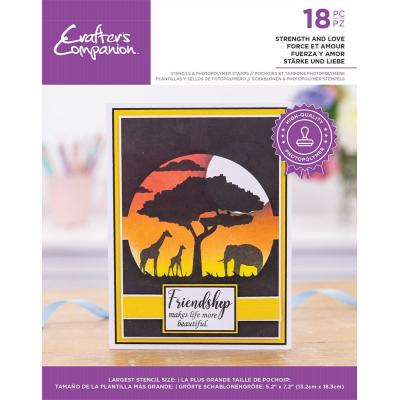 Crafter's Companion Silhouette Clear Stamps & Stencil - Strength And Love