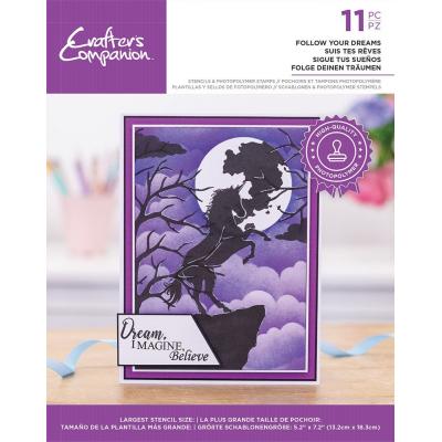 Crafter's Companion Silhouette Clear Stamps & Stencil - Follow Your Dreams