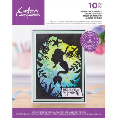 Crafter's Companion Silhouette Clear Stamps & Stencil - Believe In Yourself