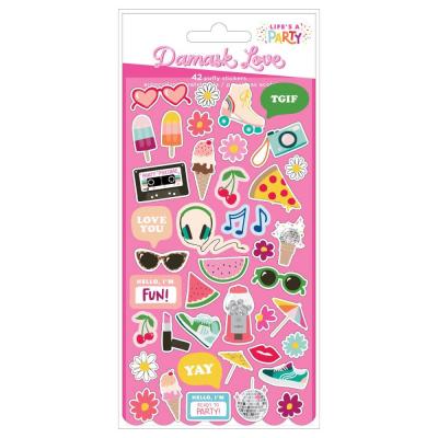 American Crafts Life's A Party Damask Love Sticker - Mini Puffy Stickers