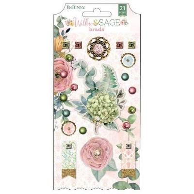 Bo Bunny Willow & Sage Embellishments - Brads