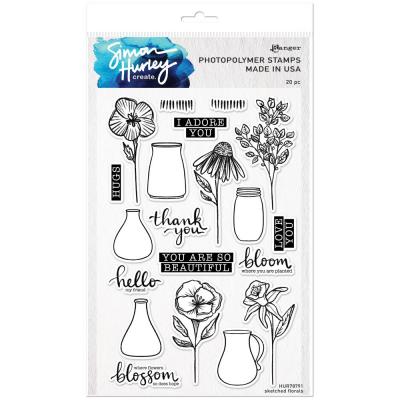 Simon Hurley Create Clear Stamps - Sketched Florals