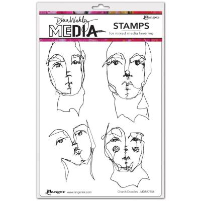 Ranger Dina Wakley Cling Stamps - Church Doodles