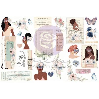 Prima Marketing Indigo Flowers Sticker - Rub On Transfers