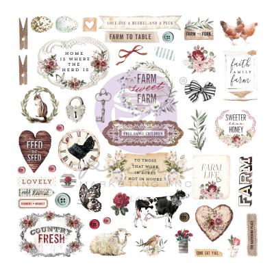 Prima Marketing  Farm Sweet Farm Die Cuts Sticker - Ephemera + Stickers