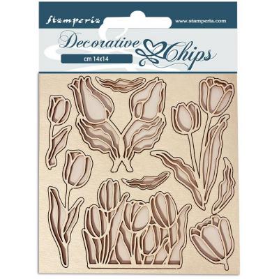 Stamperia Romantic Garden House Decorative Chips Embellishments - Flowers