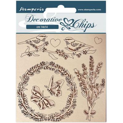 Stamperia Provence Decorative Chips Embellishments - Garland And Birds