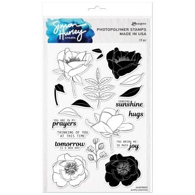 Ranger Simon Hurley Clear Stamps - Pretty Peonies