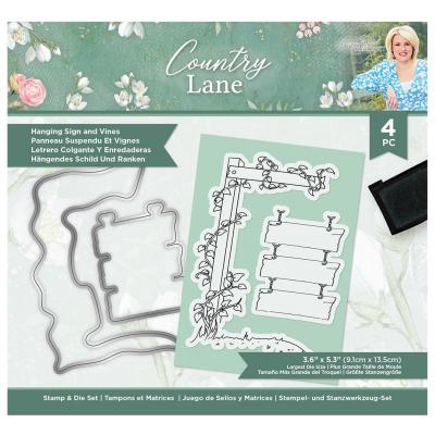 Crafter's Companion Country Lane Stamps & Dies - Hanging Sign And Vines