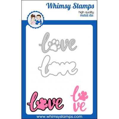 Whimsy Stamps Deb Davis And Denise Lynn Die Set - Love Paw Word And Shadow