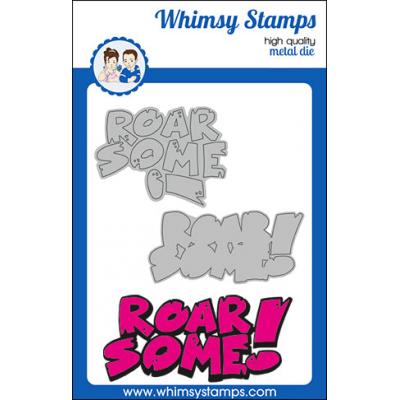 Whimsy Stamps Deb Davis And Denise Lynn Die Set - Roarsome Word And Shadow