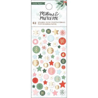 Crate Paper Mittens & Mistletoe Embellishments - Enamel Dots