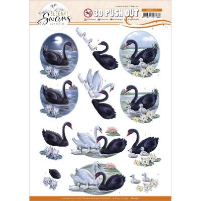 Find It Trading Amy Design Elegant Swans Punchout Sheet - Black Swans