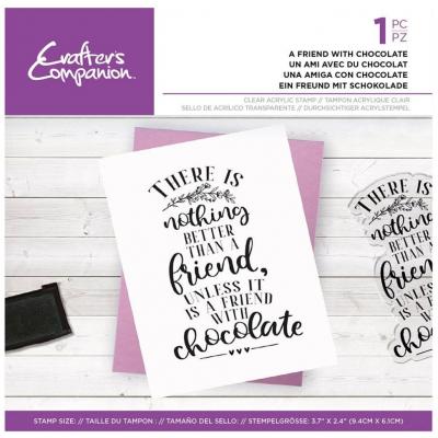 Crafter's Companion Friends For Life Clear Stamp -  A Friend With Chocolate