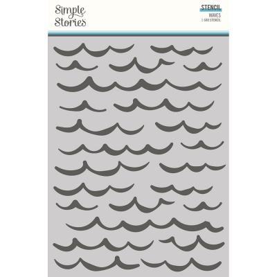 Simple Stories Vintage Seas Stencil - Waves