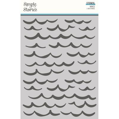 Simple Stories Vintage Seas Stencil - Waves