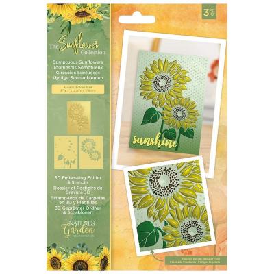 Crafter's Companion The Sunflower Collection 3D Embossing Folder & Stencil - Sumptuous Sunflowers