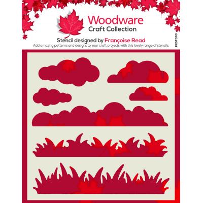 Creative Expressions Woodware Stencil - Grass & Clouds
