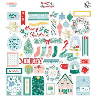 Pinkfresh Studio Happy Holidays Die Cuts - Ephemera Cardstock