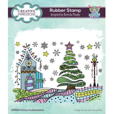 Creative Expressions Bonnita Moaby Rubber Stamp - Snowy Christmas Time
