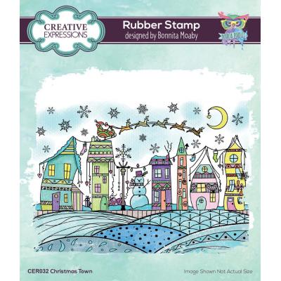 Creative Expressions Bonnita Moaby Rubber Stamp - Christmas Town