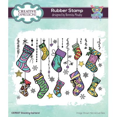 Creative Expressions Bonnita Moaby Rubber Stamp - Stocking Garland