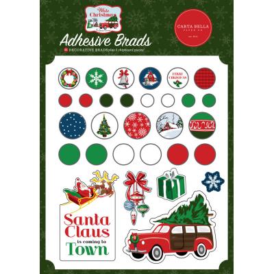 Carta Bella White Christmas Embellishments - Adhesive Brads