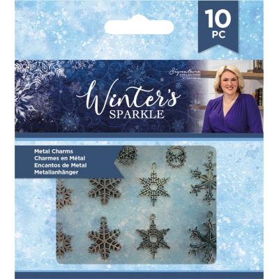 Crafter's Companion Winter's Sparkle Embellishments - Snowflake Metal Charms