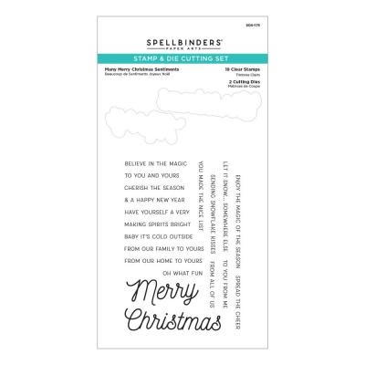 Spellbinders Stamp & Die - Many Merry Christmas Sentiments