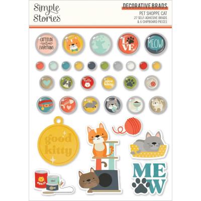 Simple Stories Pet Shoppe Cat Embellishments - Decorative Brads