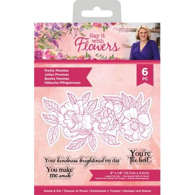 Crafter's Companion Say It With Flowers Stamp & Die - Pretty Peonies