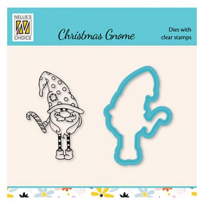 Nellie's Choice Xmas Gnome Clear Stamp und Die - Candystick