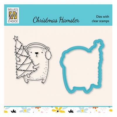 Nellie's Choice Xmas Hamster Clear Stamp und Die - Christmas Tree