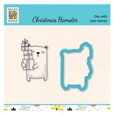 Nellie's Choice Xmas Hamster Clear Stamp und Die - Presents