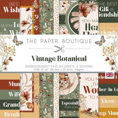 The Paper Boutique Vintage Botanical Designpapiere - Embellishments Pad