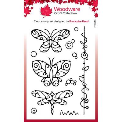 Creative Expressions Woodware Craft Collection Clear Stamps - Wired Butterflies