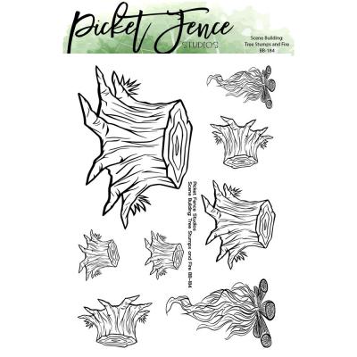 Picket Fence Studios Clear Stamps - Scene Building: Tree Stumps And Fire