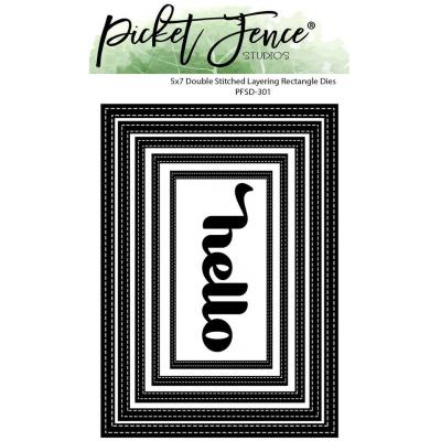 Picket Fence Studios Dies - Double Stitched Layering Rectangle